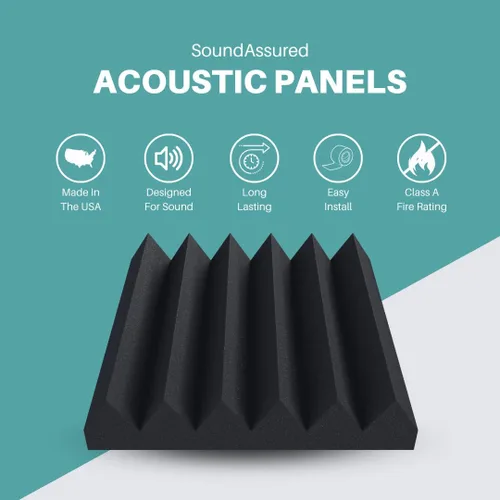 Vista 3 de Paneles de espuma acústica profesional estilo cuña de 12 x 12 x 2 pulgadas, paquete de 4, espuma de estudio para amortiguación de sonido e Carbón