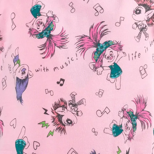 Vista 4 de DreamWorks Trolls Poppy - Mameluco sin mangas de felpa francesa para niñas pequeñas