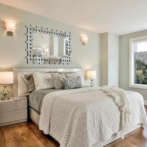 Vista 5 de Espejo grande para sala de estar, 36 x 24 pulgadas, moderno espejo decorativo con borde biselado, espejo rectangular sin marco para baño, comedor
