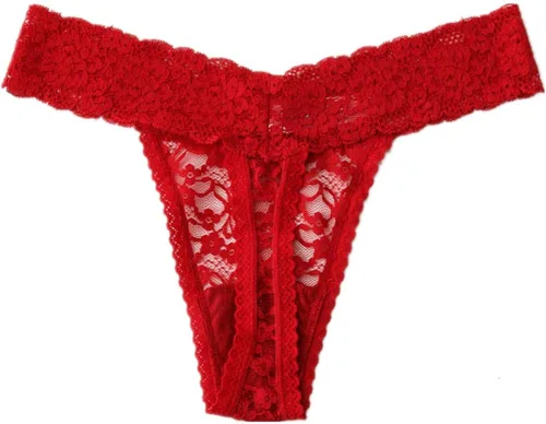 Vista 4 de Tangas de encaje sexy para mujer ropa interior descarada en V paquete de 5