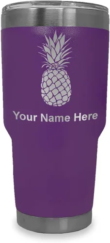 Vista 11 de LaserGram Vaso aislado al vacío de 20 onzas, piña, grabado personalizado incluido (negro)
