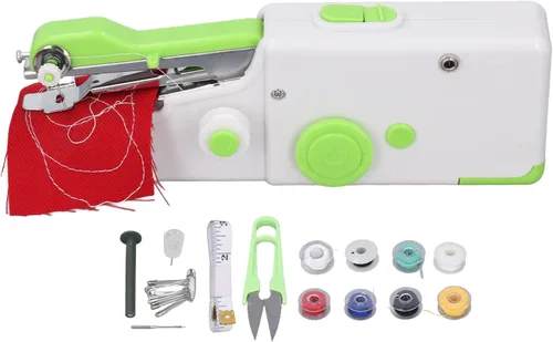 Vista 9 de Máquina de coser de mano, máquina de reparar portátil, máquina de coser eléctrica de costura rápida para ropa, telas, pañuelos de bricolaje, viajes