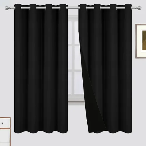 Vista 68 de LEMOMO Cortinas 100% opacas de 38 x 54 pulgadas, 2 paneles de oscurecimiento con aislamiento térmico para dormitorio