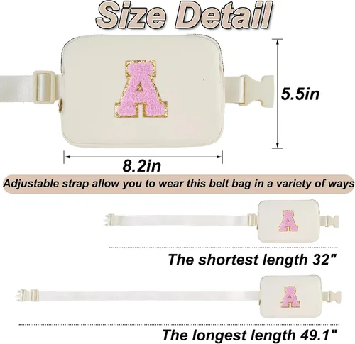 Vista 5 de Riñonera para niñas y mujeres, cangurera personalizada, Crema, 5,5 pulg., A