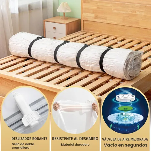 Vista 4 de TAILI Bolsa de almacenamiento al vacío para colchón, fácil de mover para espuma viscoelástica, individual/individual XL Transparente