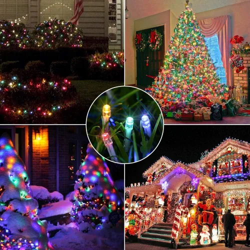 Vista 6 de Luces de Navidad multicolor, 75 pies, 200 luces de cadena LED de Navidad conectables, 8 modos, temporizador, luz de hadas parpadeante impermeable