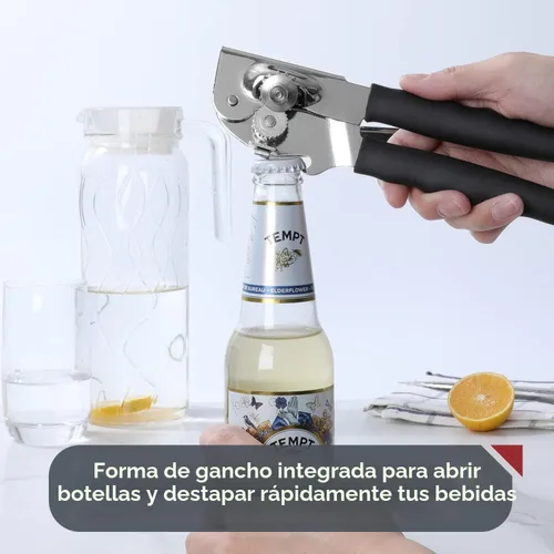 Vista 6 de Abridor de latas comercial, UHIYEE abridor de latas manual de mano resistente con mango extralargo cómodo, perilla de gran tamaño, abridor de latas