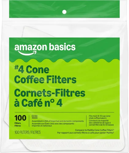 Vista 8 de Amazon Basics Filtros de café con cono número 4 para cafeteras de 8 a 12 tazas, color blanco, 100