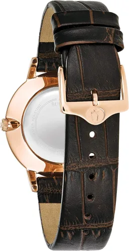Vista 3 de Bulova Reloj de cuarzo marrón con pantalla analógica de diamantes 97P122 para mujer, Reloj de cuarzo