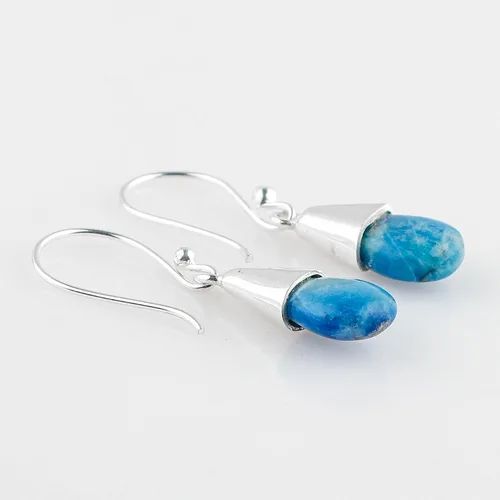Vista 77 de Aretes de aro de cristal afganita natural Piedras afganas de alto grado Aretes chapados en plata Gota lisa Joyas de piedras preciosas hechas