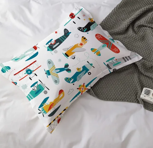 Vista 7 de Yasida Juego de edredón de avión para niños, tamaño individual, juego de ropa de cama de avión de dibujos animados coloridos para niños