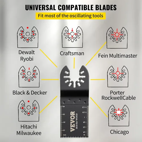 Vista 3 de VEVOR 100 piezas de cuchillas oscilantes, kit de cuchillas de multiherramienta de liberación rápida, cuchillas de herramienta HCS para madera