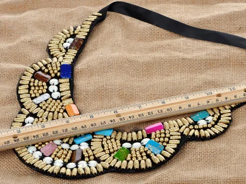 Vista 3 de Alilang Collar con collar de joyería tribal de Halloween con cuentas multicolor para mujer, Metal