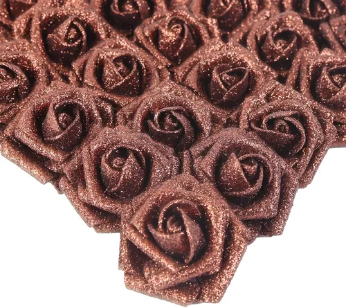 Vista 23 de IPOPU Rosas Negras con Purpurina, 50 PIEZAS Rosas Falsas con Purpurina Flores para Manualidades DIY Ramo de Boda Decoración de Casa y Fiesta (Negro)