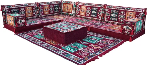 Vista 17 de arabicsofa Cojines de asiento de suelo de esquina con almohadas de respaldo – Juego de sofá modular de suelo estilo boho