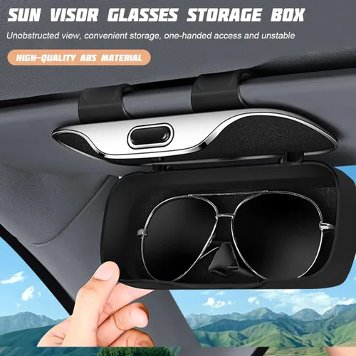 Vista 5 de zipelo Soporte para lentes de sol para visera solar de automóvil, soporte protector para guardar lentes automotrices, organizador suave