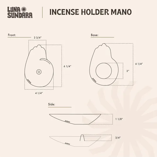 Vista 2 de Luna Sundara Exquisito soporte de incienso hecho a mano: ideal para varillas de incienso y quemadores hechos a mano en chulucanas, Perú por
