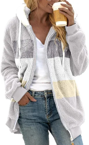 Vista 2 de Sudaderas con capucha para mujer, de gran tamaño, forro polar, casual, manga larga, holgada, ligera, ropa de otoño 2023