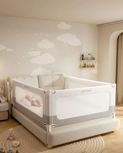 Vista 10 de 2 Barandillas de Cama de Tamaño Completo para Niños Pequeños, Sin Necesidad de Taladro, Protector de Barandilla de Cama para Bebé con Altura