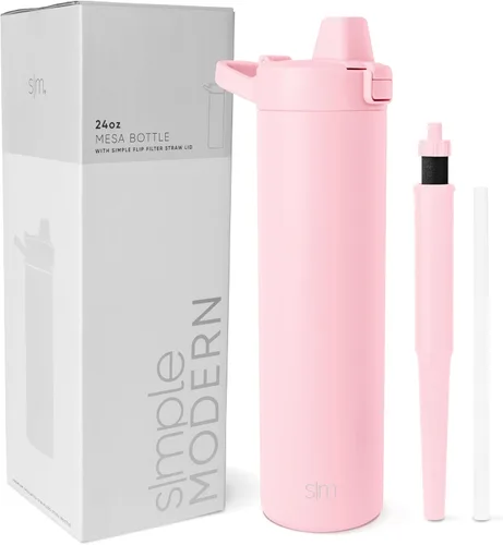 Vista 10 de Botella de agua filtrada Simple Modern Botellas de agua de viaje con filtro de carbono de acero inoxidable aislada Reutilizable para agua