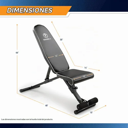 Vista 2 de Marcy Foldable Adjustable Utility Weight Bench, Strength Training Home Gym for Full Body Workout