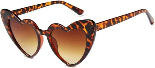 Vista 4 de Gafas de sol en forma de corazón para mujer, estilo ojo de gato, estilo retro 2 negro