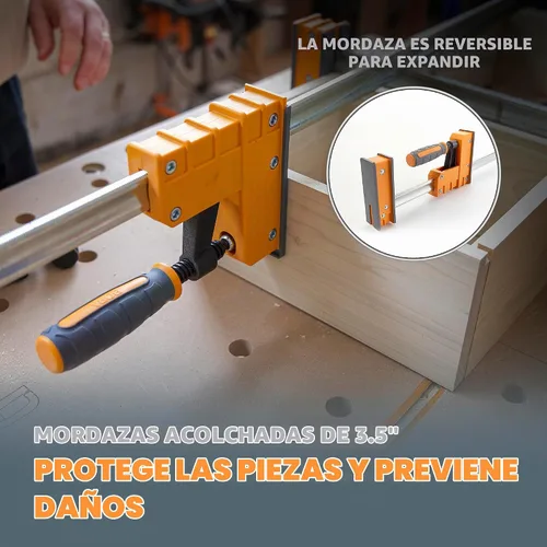 Vista 3 de Bora Juego de 4 abrazaderas paralelas - 2 x 18 pulgadas y 2 x 24 pulgadas Heavy duty bar clamps for woodworking, 1,100 lb clamping force, 3.5 in