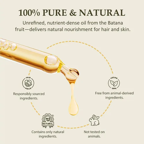 Vista 4 de era of nature Aceite de batana para el crecimiento del cabello, aprobado por el Dr. Sebi, 100% puro, crudo y sin refinar de Honduras, nutre