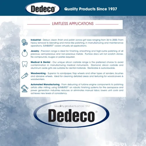 Vista 6 de Dedeco Sunburst - Discos de cerdas radiales (12 unidades, 3/4 pulgadas, curvados, grano azul 400 (fino), óxido de aluminio para pulido y acabado