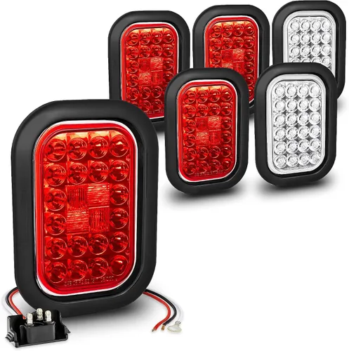 Vista 18 de TRUE MODS Kit de Luces Traseras LED Rectangulares Ámbar de 5x3 3x5 Pulgadas para Remolque [DOT FMVSS 108] [SAE I6 P P2] [Arandelas/Conectores]