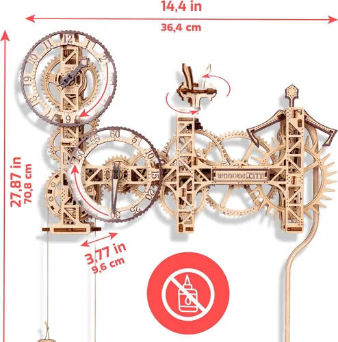 Vista 5 de WOODEN.CITY - Kit de reloj mecánico Steampunk, rompecabezas de madera 3D