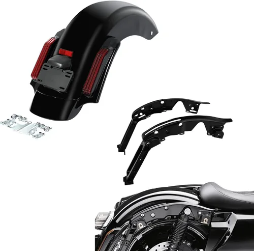 Vista 10 de TCMT Respaldo trasero con kit de luces LED para frenos, marcha atrás y señales de giro para Harley Touring Road King, Road Glide, Street Glide