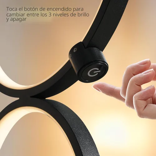 Vista 6 de NUÜR Moderna lámpara de pie LED de 5 anillos, lámpara de pie circular artística de 43.3 pulgadas, luz de acento escultural regulable sin escalones