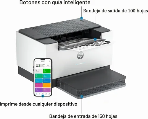 Vista 4 de Impresora láser inalámbrica HP LaserJet M207dw, Blanco y Negro, Dúplex, Ideal para la Oficina