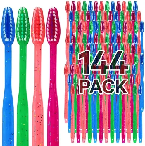 Vista 8 de MEGA Pack - Cepillos de dientes desechables para niños con pasta Paquete de cepillos de dientes prepegados y envueltos individualmente Perfecto