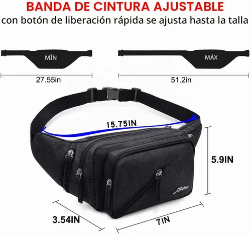 Vista 6 de Riñonera impermeable para hombres y mujeres, bolsa de cadera con soporte para botella de agua, correa ajustable, adecuada para entrenamiento al aire