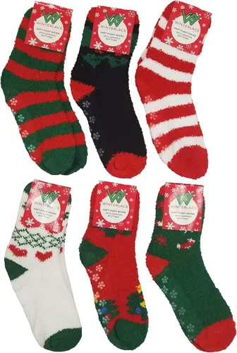 Vista 2 de Calcetines de Navidad para mujer, 12 pares, Navidad, patrones coloridos novedosos