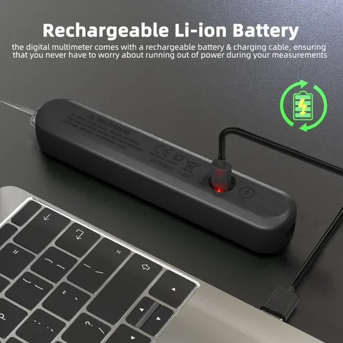 Vista 5 de BSIDE Probador de voltaje recargable Detector de voltaje sin contacto con medición de voltaje de CA en contacto, probador de temperatura ambiental