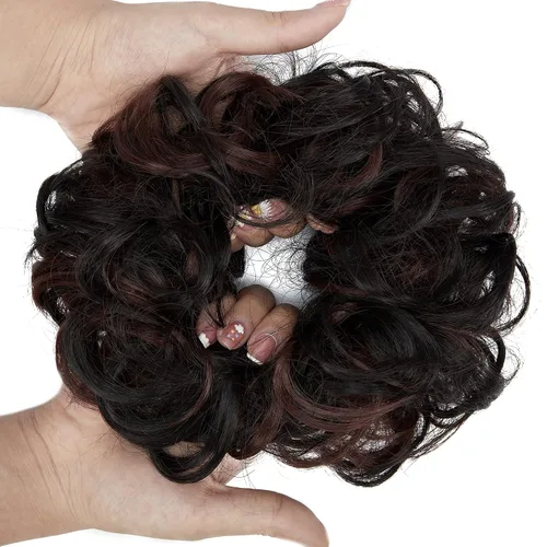 Vista 16 de OMGREAT Extensiones de cabello de moño desordenado, rizado, ondulado, recogido, sintético, para coleta, accesorios para el cabello para mujeres
