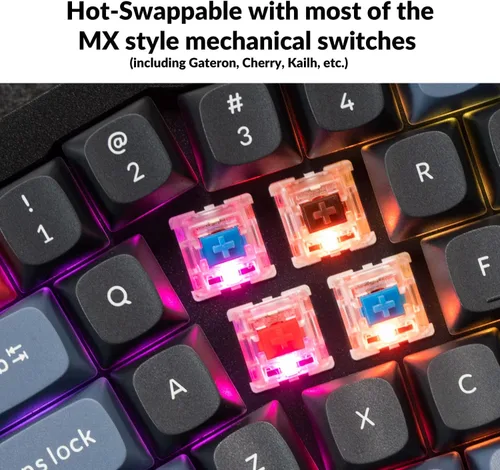 Vista 4 de Keychron Q8 Alice - Teclado mecánico personalizado intercambiable en caliente, QMK programable, RGB retroiluminado tipo C, teclado ergonómico