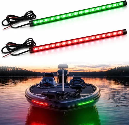 Vista 11 de Luces de navegación – Luces de proa LED, verde y rojo, pesca nocturna, cubierta, IP67 impermeable para pontón, bote auxiliar, kayak, barco Jon, yate