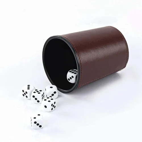 Vista 7 de Party Games - Juego de tazas de dados de cuero, 5 tazas de dados negros + 25 dados + funda exclusiva de almacenamiento y transporte hecha