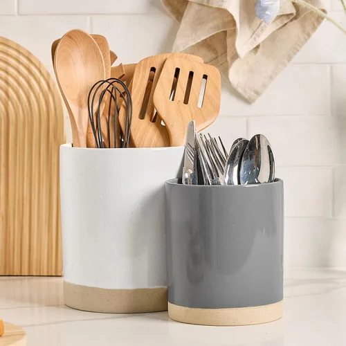 Vista 10 de famiware Milkyway - Soporte para utensilios de cocina para encimera, 7.2 + 5.8 pulgadas, utensilios de cocina de cerámica para encimera, organizador