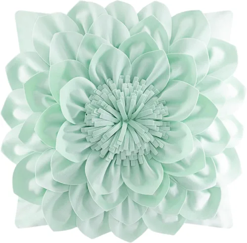 Vista 19 de OiseauVoler Fundas de almohada decorativas con flores 3D de 18 x 18 Verde manzana
