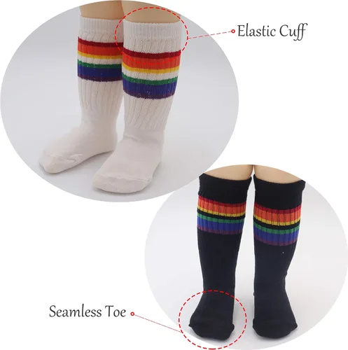 Vista 3 de Xiyadun Calcetines deportivos unisex de algodón para niños pequeños y niños pequeños (0-7 años), Arcoiris (Rainbow)
