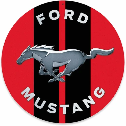 Vista 13 de Letrero de metal para Ford Mustang Crossing Decoración de pared automotriz en forma de diamante para garaje o cueva de hombre