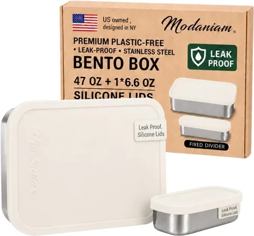Vista 10 de Lonchera de acero inoxidable a prueba de fugas de 27 onzas, contenedores de almuerzo de acero inoxidable, caja Bento, recipientes de metal para Negro