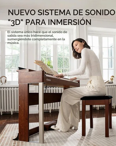 Vista 4 de Donner Piano digital con 88 teclas dinámicas graduadas de acción de martillo con teclado ponderado, piano digital vertical DDP-200 para profesional