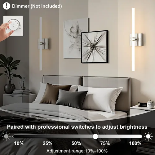 Vista 3 de Lámparas de baño, níquel cepillado de 18 W, LED de 360 °, iluminación completa, moderna aplique de pared lámpara de tocador con 5