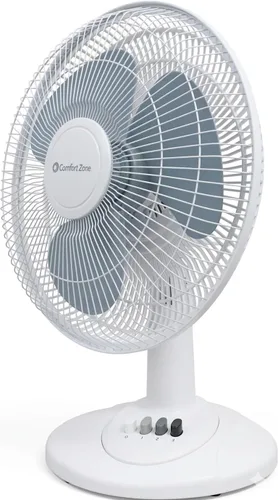 Vista 9 de Comfort Zone - Ventilador de mesa oscilante con inclinación ajustable, controles convenientes de botón de presión, silencioso, de 12 pulgadas, 3